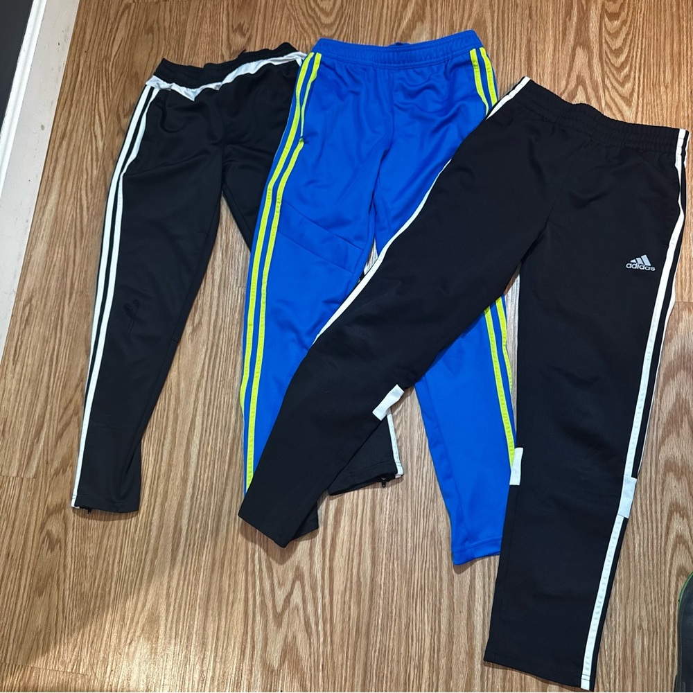 Adidas Kids Black Joggers with White Stripes